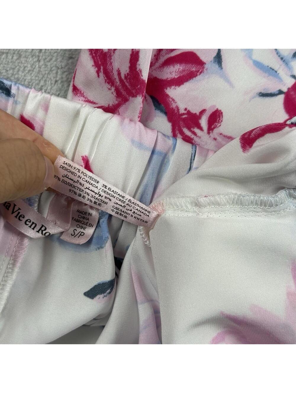 La Vie En Rose Pajama Set Womens Small Floral Satin Cami Top Shorts Sleepwear - Picture 7 of 11